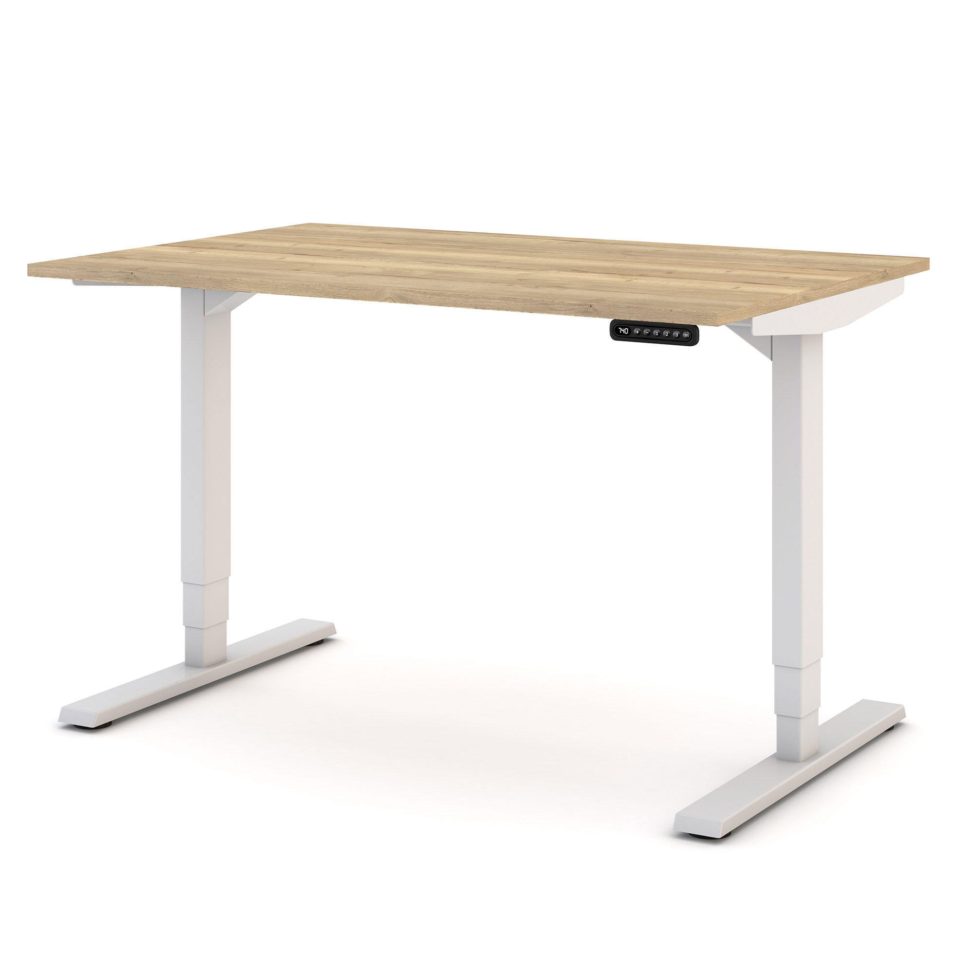 SCHREIBTISCH Elektrisch höhenverstellbarer Schreibtisch Y-Line Eiche Natura Signalweiß 120/80/62-127cm - Weiß/Eiche Artisan, Holzwerkstoff/Metall (80/120/127cm) - ASSMANN