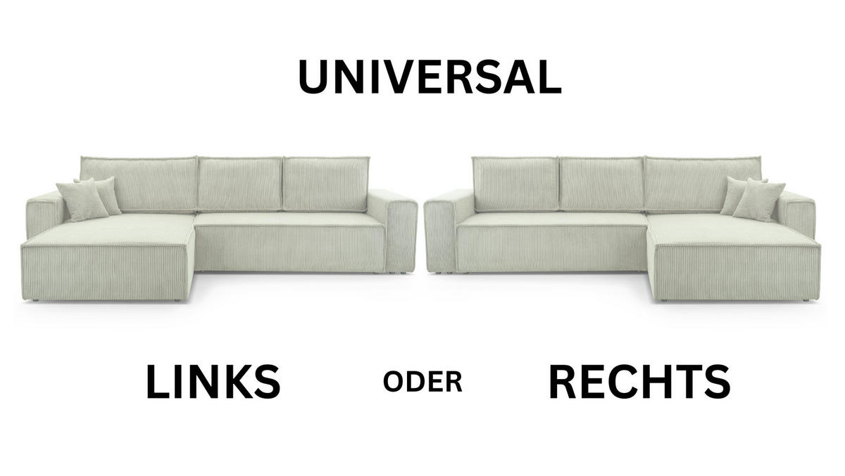 ECKSOFA XL ANGO Cord Beige - Beige/Schwarz, Kunststoff/Textil (287/188cm) - Luxkor24