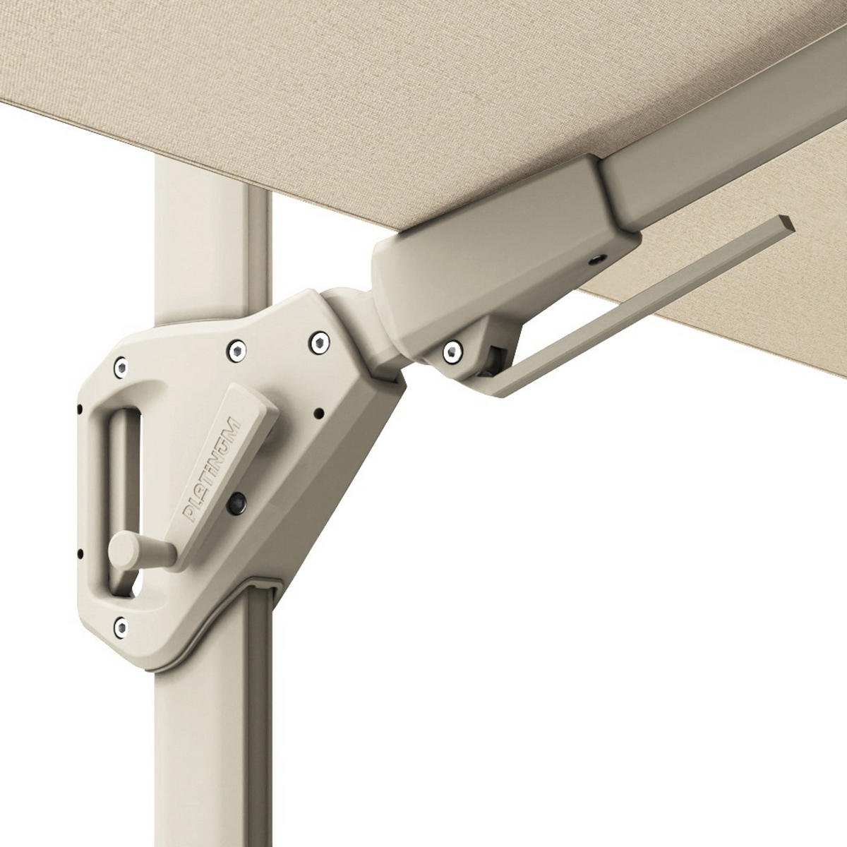 AMPELSCHIRM rechteckig 2.6 x 3.5 m Challenger T² Premium 360° kippbar natur/sand - Creme, Metall (350/260cm) - Platinum