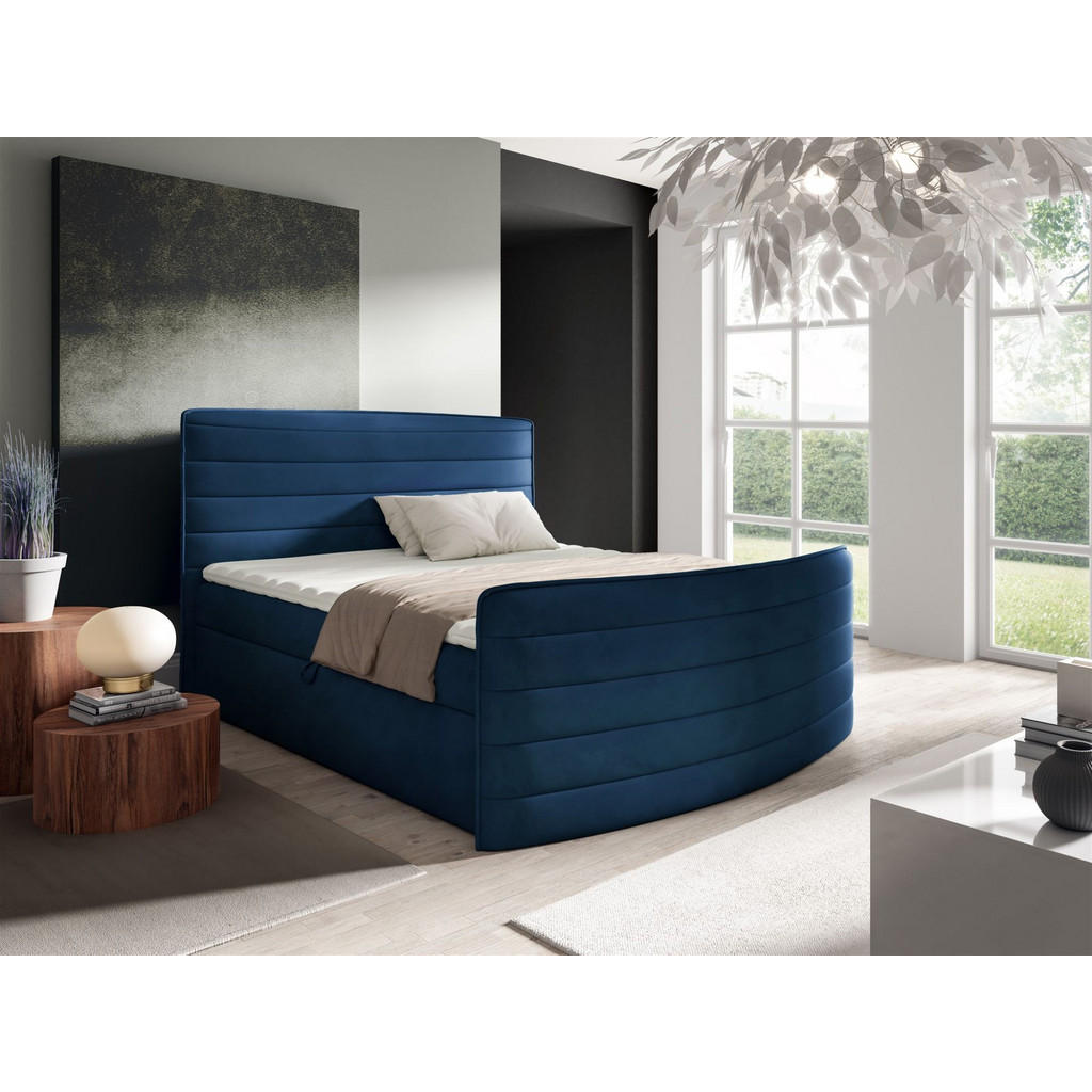 Thumbnail - Fun Möbel Boxbett, Blau, Textil, 120x200 cm, Schlafzimmer, Betten, Boxspringbetten