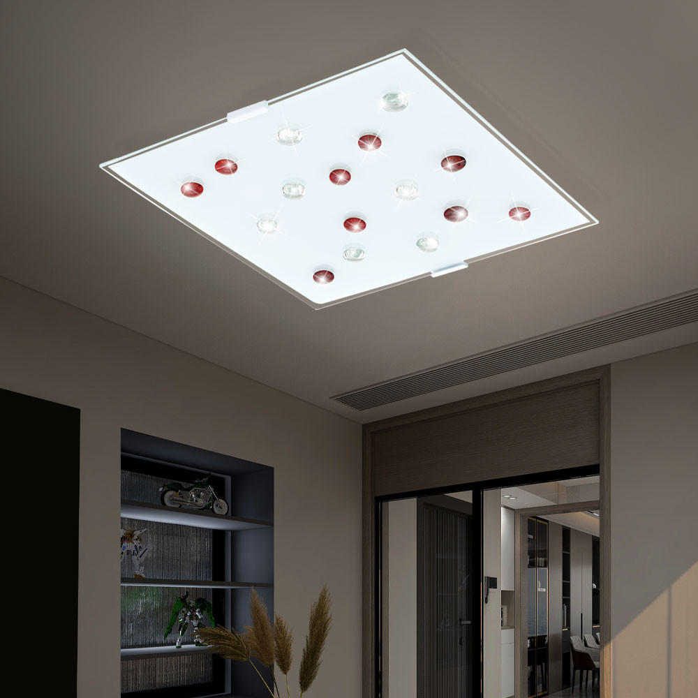 LED DECKENLEUCHTE Stahl Glas Weiß Rot Klar - Weiß, Glas (29/29/7.5cm)