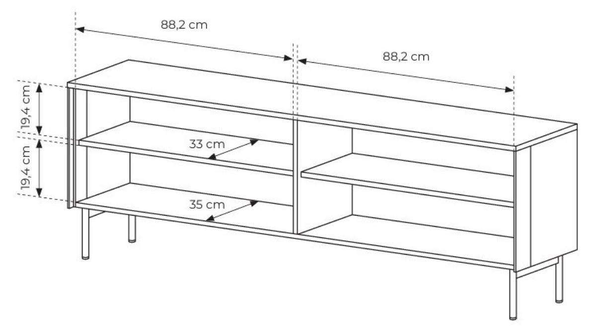 TV-SCHRANK Eiche Dunin LUMIN 4D LED - Schwarz, Holzwerkstoff (181.3/61.6/39.3cm) - Sepro Meble