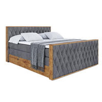 BOXSPRINGBETT mit Matratze H3|H4 und Lattenrost - LOLLI5-Z KING-120x200 - Dunkelgrau Casablanca - Dunkelgrau, Holzwerkstoff (120/200cm) - ALTDECOR
