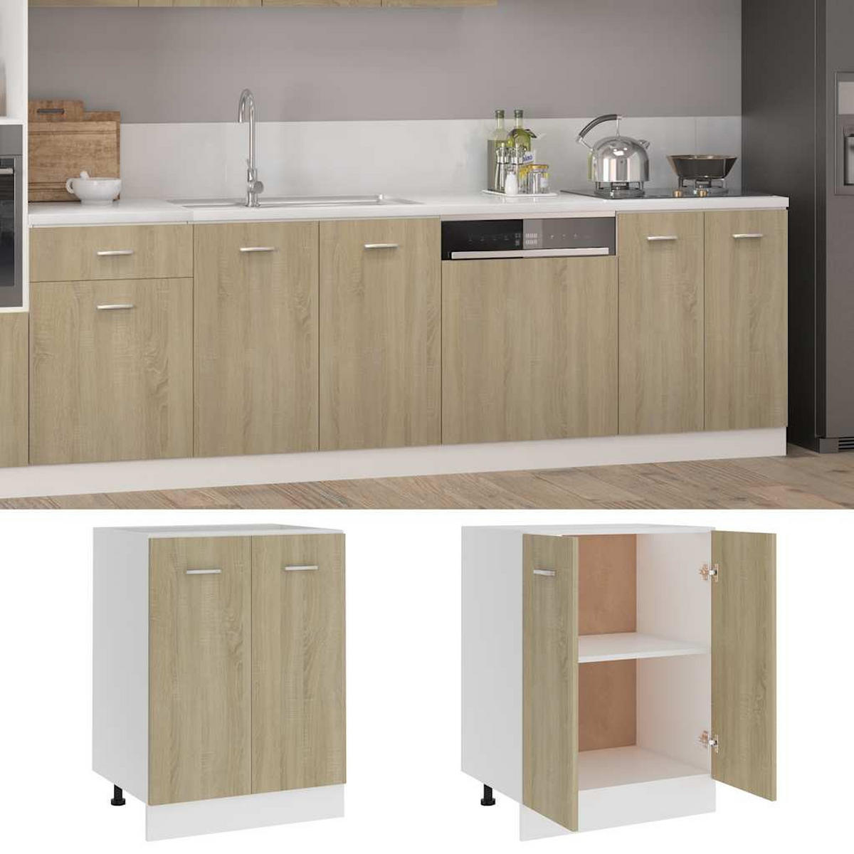UNTERSCHRANK Lyon Sonoma-Eiche 60/46/81,5 Cm Holzwerkstoff - Alteiche, Holzwerkstoff (46/81.5/60cm) - vidaXL