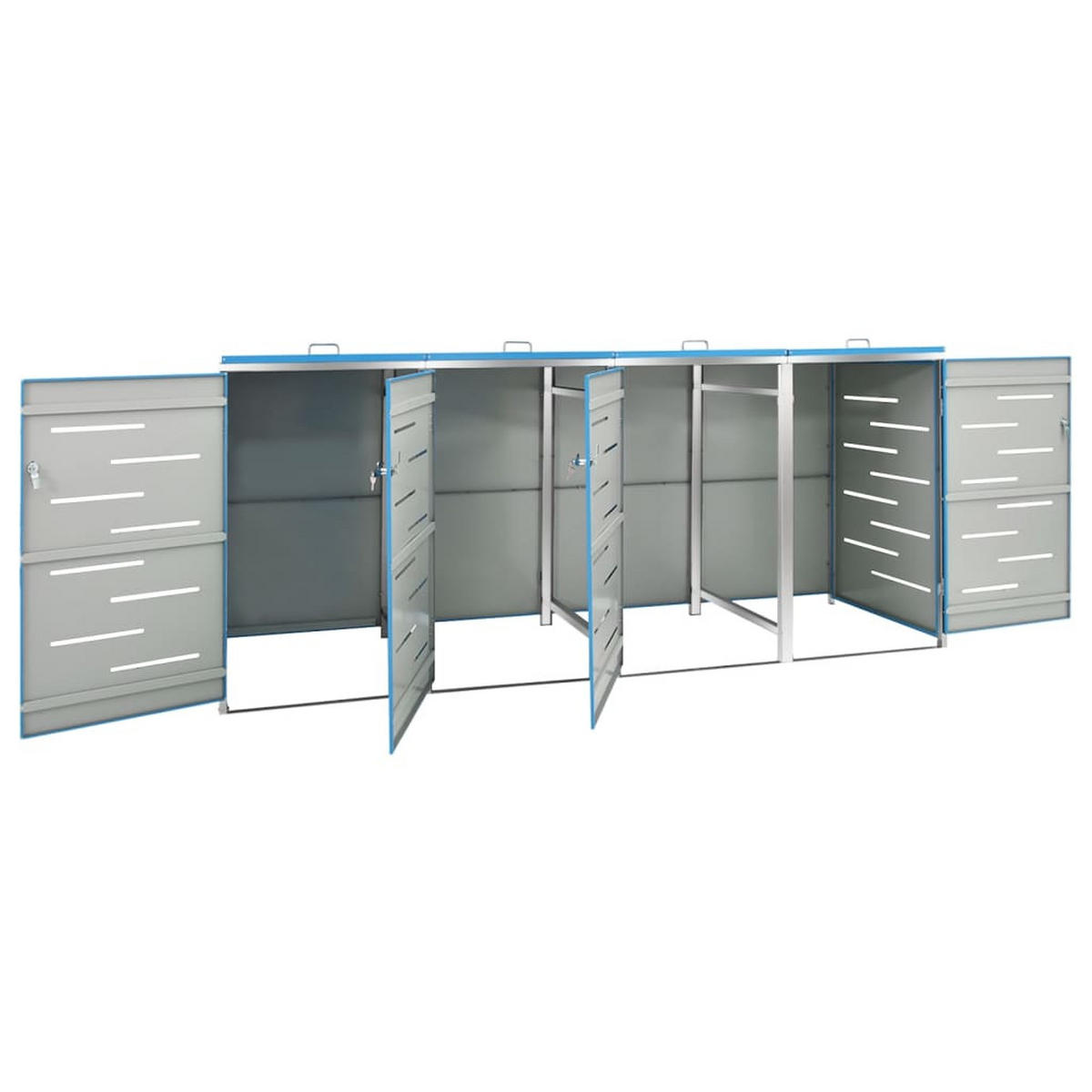 4ER Mülltonnenbox JAGU Edelstahl | Blau | 115,5x276,5x77,5cm | Für 4 Tonnen 240L - Blau, Metall (276.5/115.5/77.5cm) - DELUKE