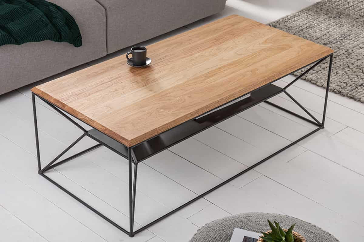 COUCHTISCH ARCHITECTURE Eiche rechteckig Natur 110cm - Schwarz/Braun, Holz/Metall (55/110/40cm) - riess-ambiente