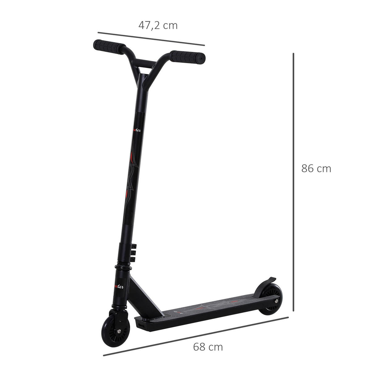SCOOTER, Aluminium, Schwarz, L68 x B47,2 x H86 cm - Schwarz, Metall (68/47.2/86cm) - HOMCOM