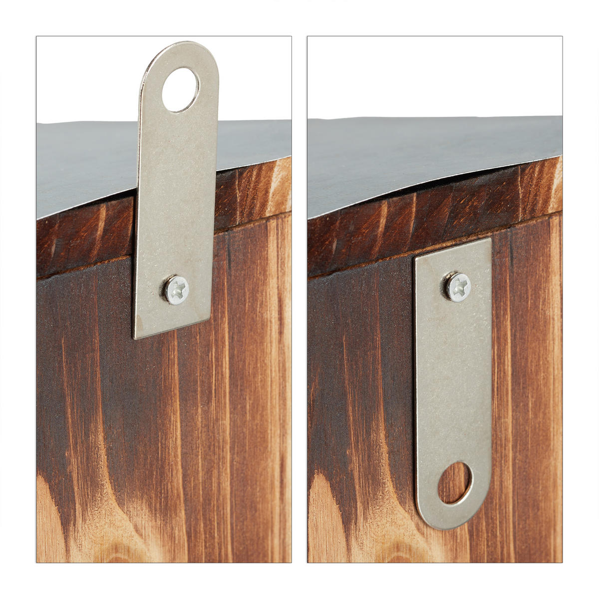 EICHHÖRNCHEN Futterhaus - Braun, Holz/Metall (12/18/25cm) - Relaxdays