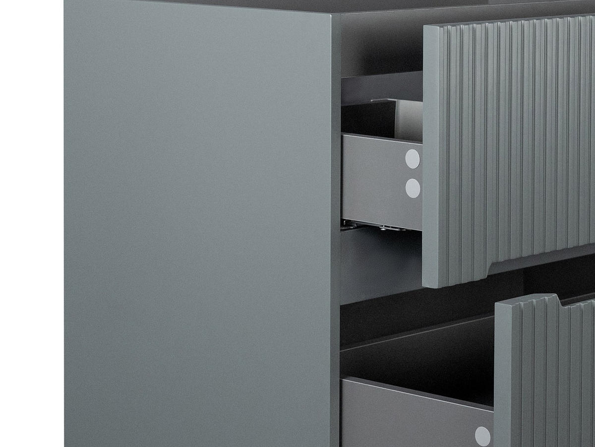 WASCHBECKENUNTERSCHRANK hängend - 120 cm - Grau gerippt - PAVANI - Grau, Holz (120/55/45.5cm) - Vente-Unique