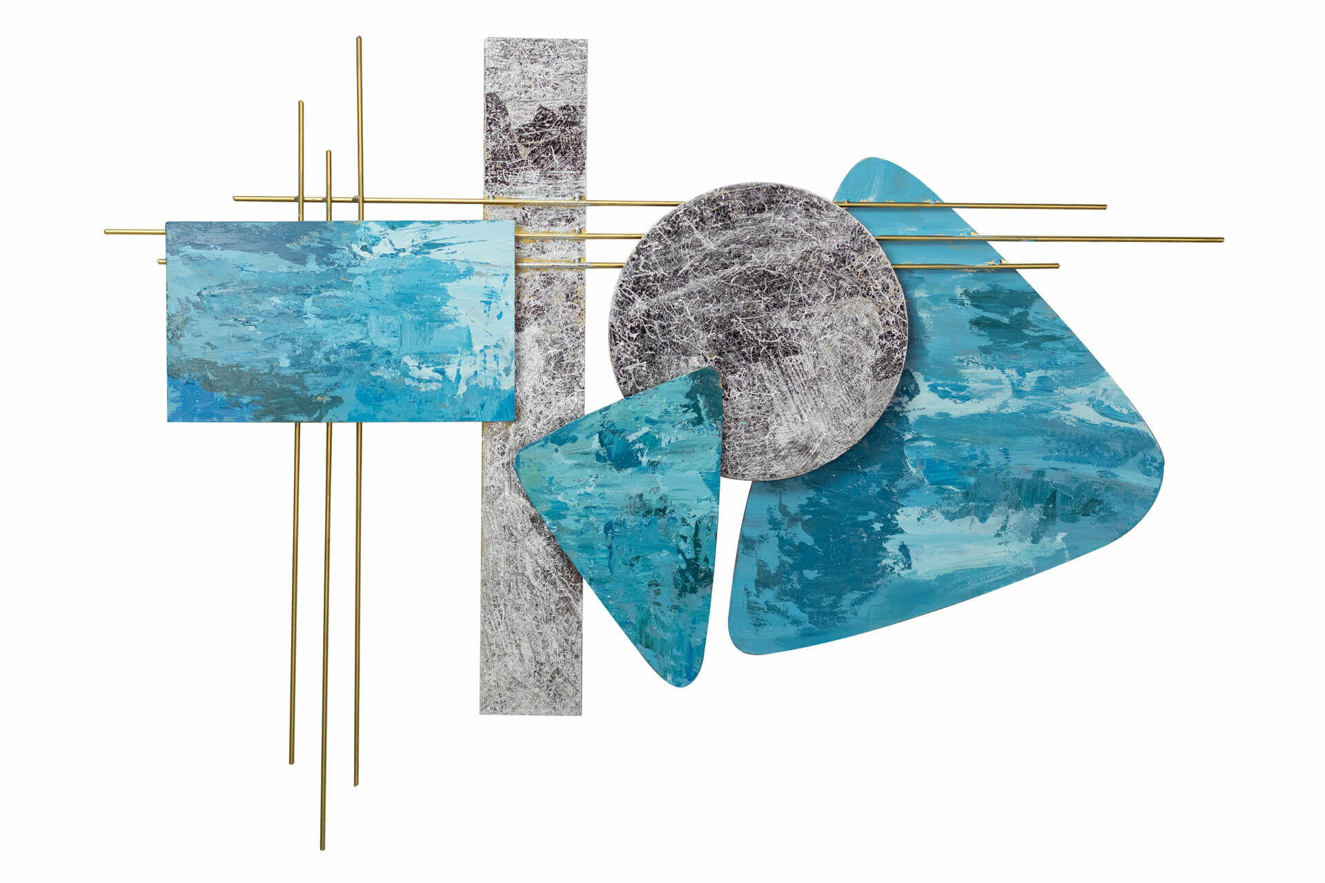 WANDDEKO Blau 80/60 cm - Blau/Silberfarben, Metall (1.47/60/3cm) - KUNSTLOFT