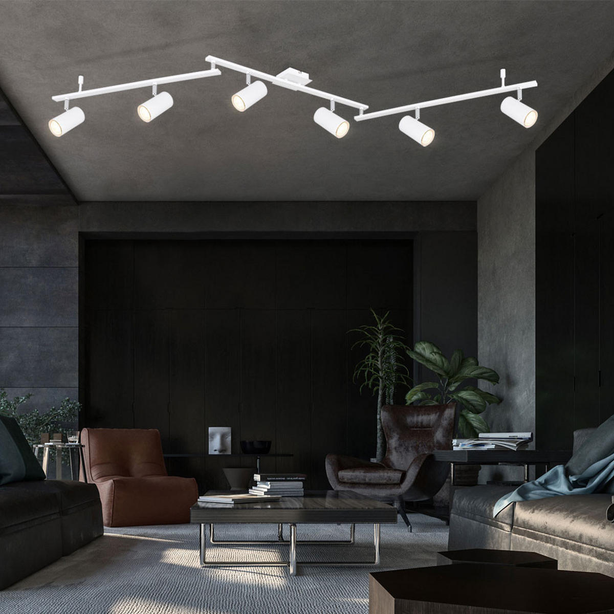 LED DECKENLEUCHTE Robby Metall Weiß - Weiß, Metall (180/10/18.5cm) - Globo Lighting