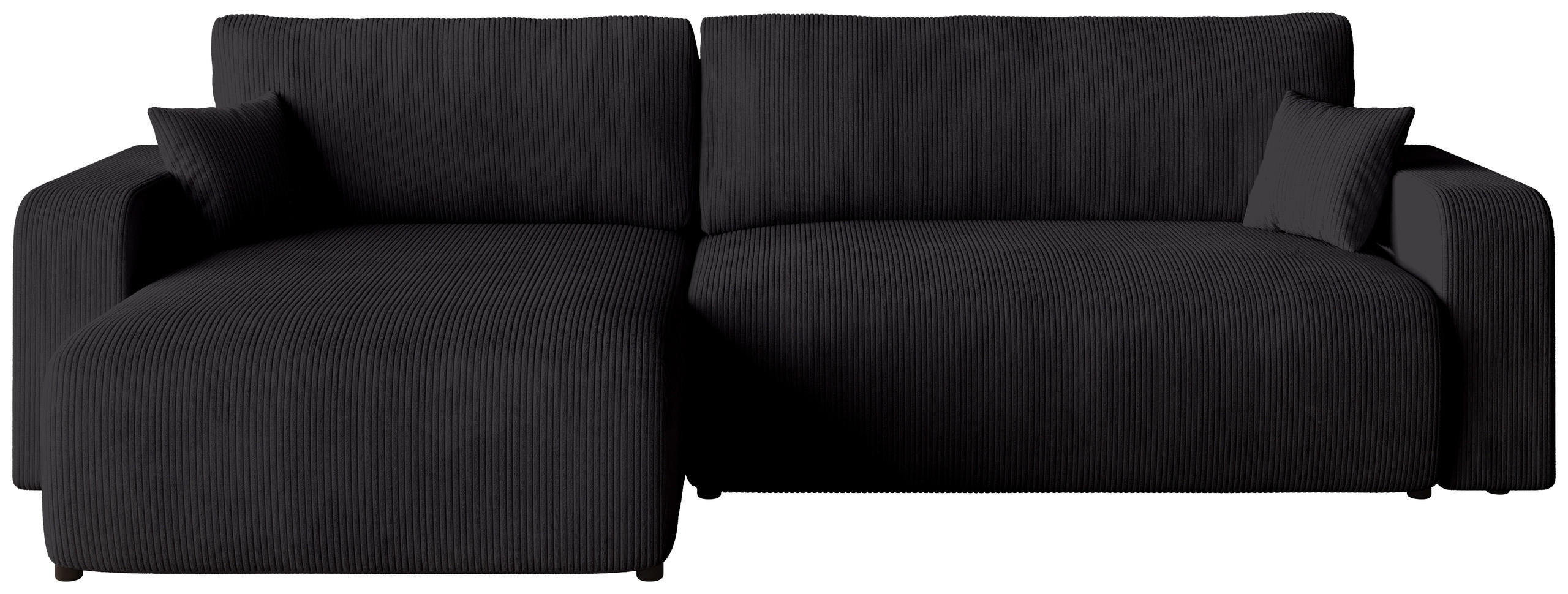 ECKSOFA PUMI XL mit Schlaffunktion Schwarz Cord - Schwarz, Textil (274/148cm) - Bromarkt