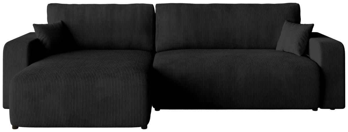 ECKSOFA PUMI XL mit Schlaffunktion Schwarz Cord - Schwarz, Textil (274/148cm) - Bromarkt