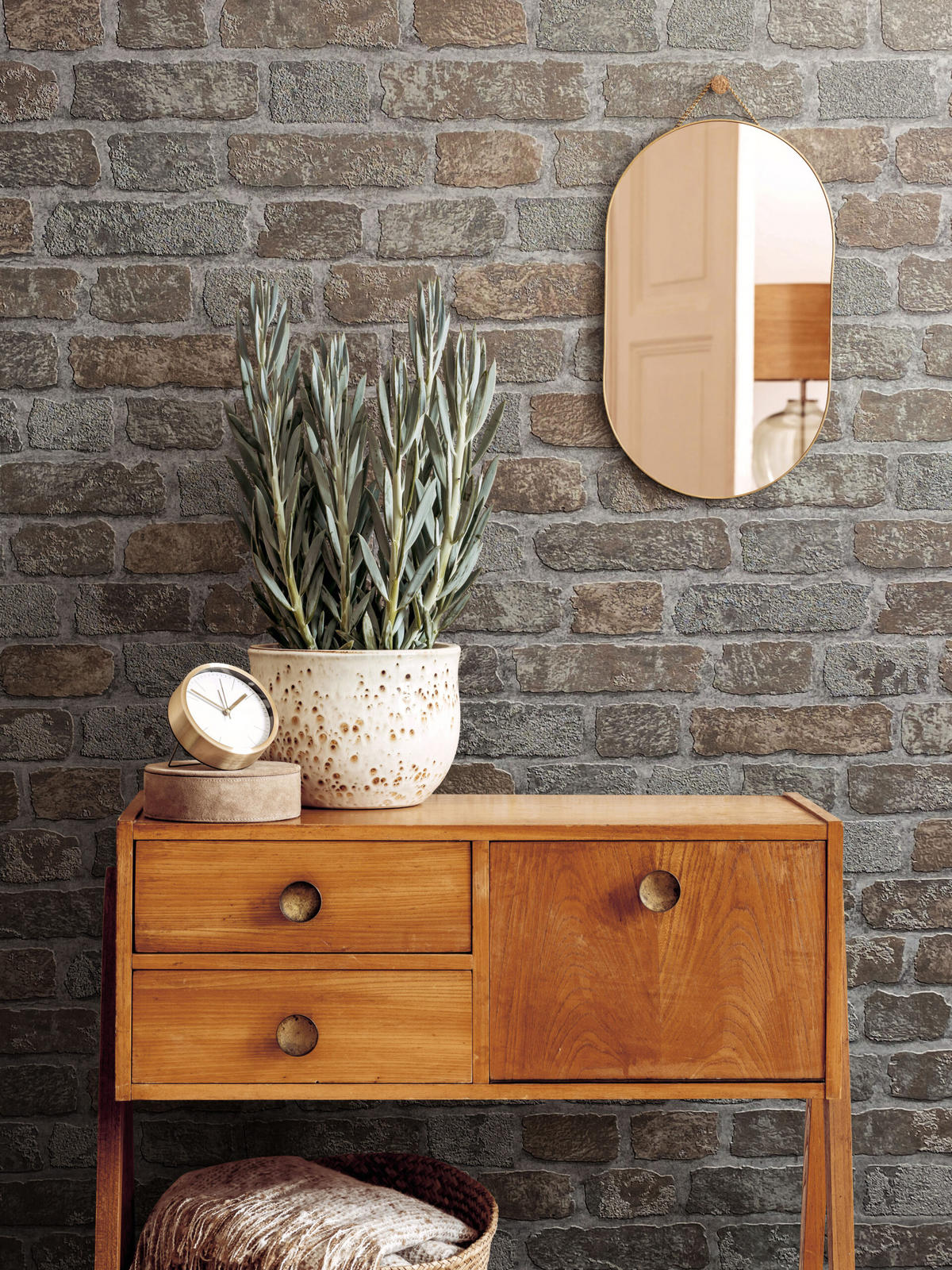 VLIESTAPETE Steinoptik Tapete greige - Greige, Papier (53/1005cm) - marburg