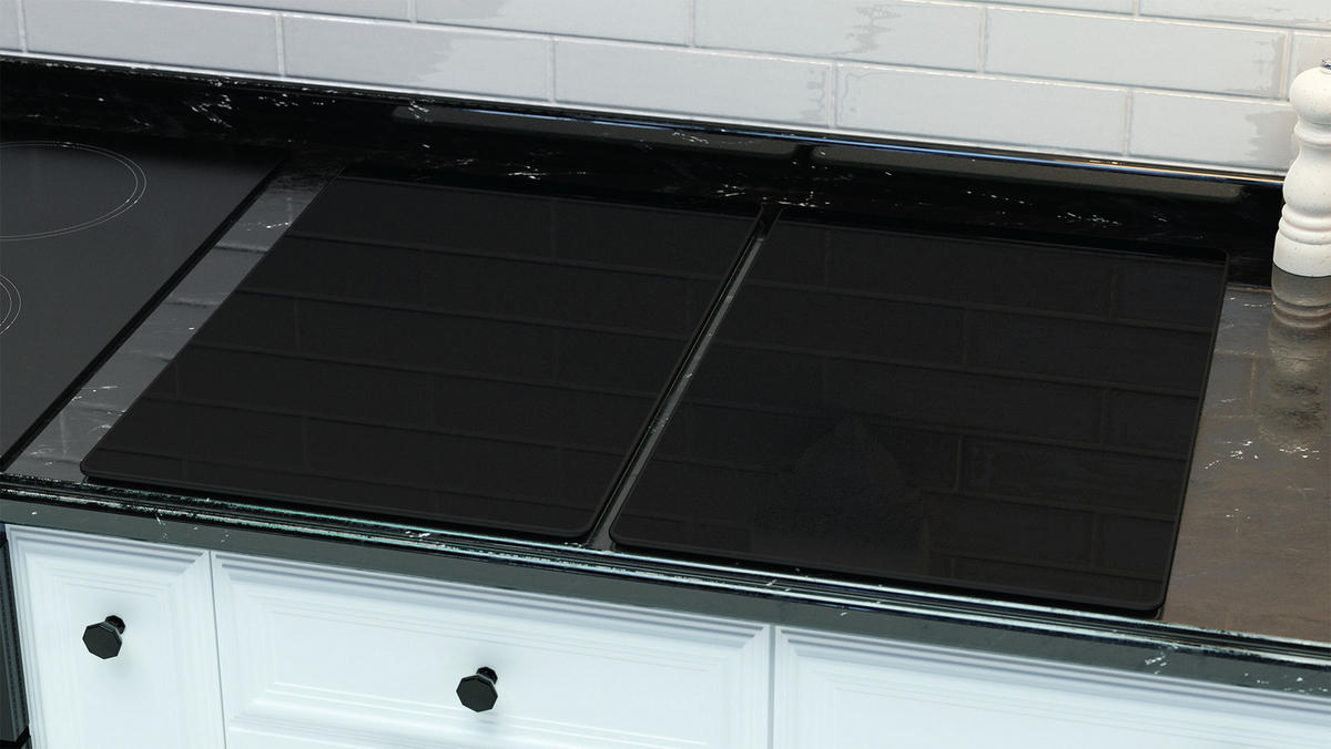 GLAS Herdabdeckplatte Classic Black 2 Stück - 52x30cm - Schwarz, Glas (60/52/0.7cm) - ALLboards
