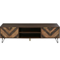 TV-LOWBOARD aus Holzwerkstoff 155x38x48 cm Natur mit 2 Türen, goldfarbenen Griffen und Eisenfüßen - Naturfarben, Holzwerkstoff (155/48/38cm) - Modfu