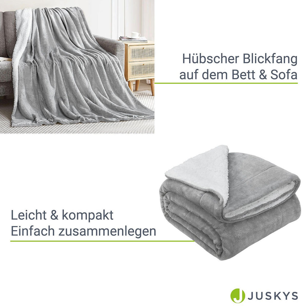 FLEECEDECKE Kuscheldecke 150x200 cm hellgrau - Hellgrau, Textil (150/200cm) - Juskys