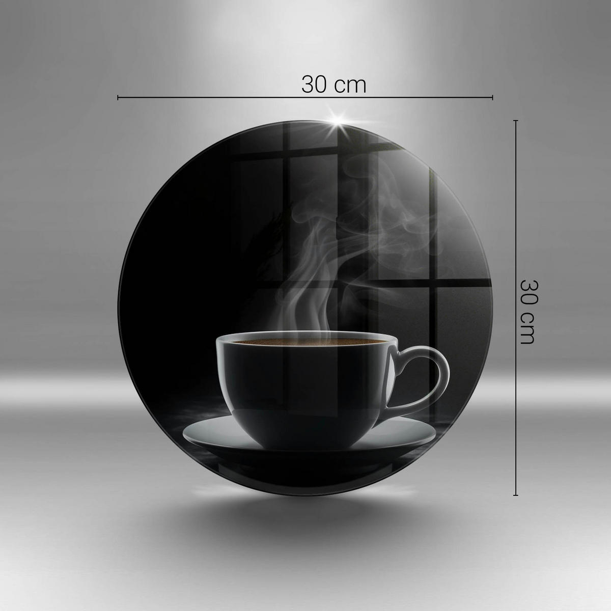 GLASPLATTE Ø 30 cm Heiße Tasse Kaffee - Schieferfarben, Glas (30/30cm) - Wallfluent