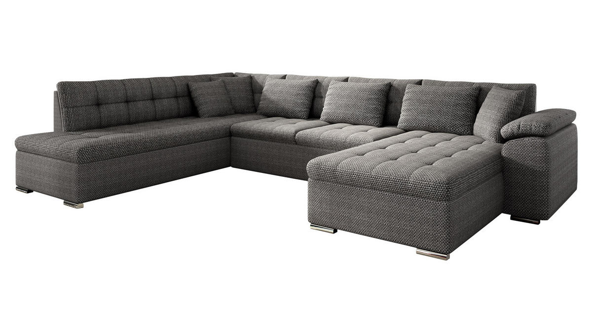 WOHNLANDSCHAFT Niko Bis, Seite: Rechts - Grau, Holz/Textil (348/76/205cm) - MIRJAN24