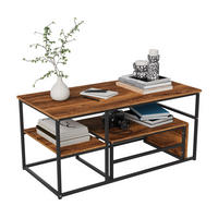2ER SET COUCHTISCH Holzoptik - Braun, Metall (105/52/48.5cm)