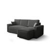 ECKSOFA AMRO CORD Grau mit Schlaffunktion - Schwarz/Grau, Kunststoff/Textil (237/140cm) - Luxkor24