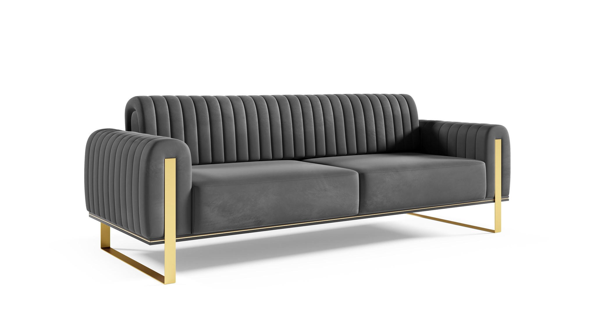 SOFA Valerie 3-sitzer - Anthrazit, Holzwerkstoff/Textil (228/79/90cm) - Fun Möbel