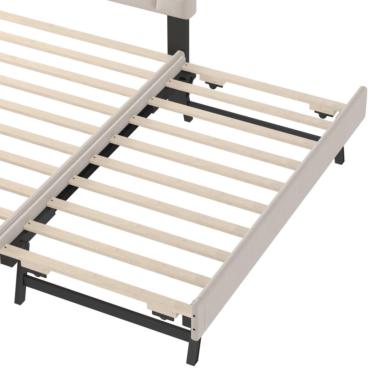 TAPECIRANI krevet 140/200 cm s letvičastom podlogom i izvlačnim ležajem, baršun, Bež - bež, tekstil (140/200cm) - Redom