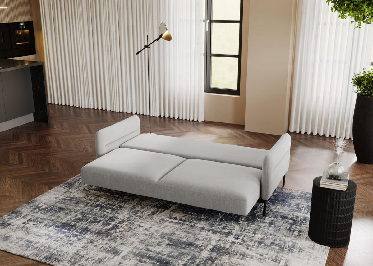 3-SITZER-SOFA Solianero Hellgrau 223 cm - Hellgrau/Schwarz, Textil/Metall (223/95/96cm) - Selsey