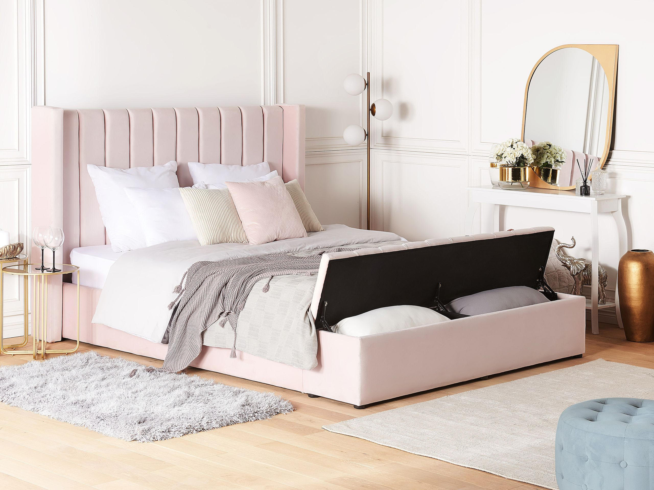 WASSERBETT 160x200 cm Rosa Noyers - Pink, Textil (160/200cm) - Beliani