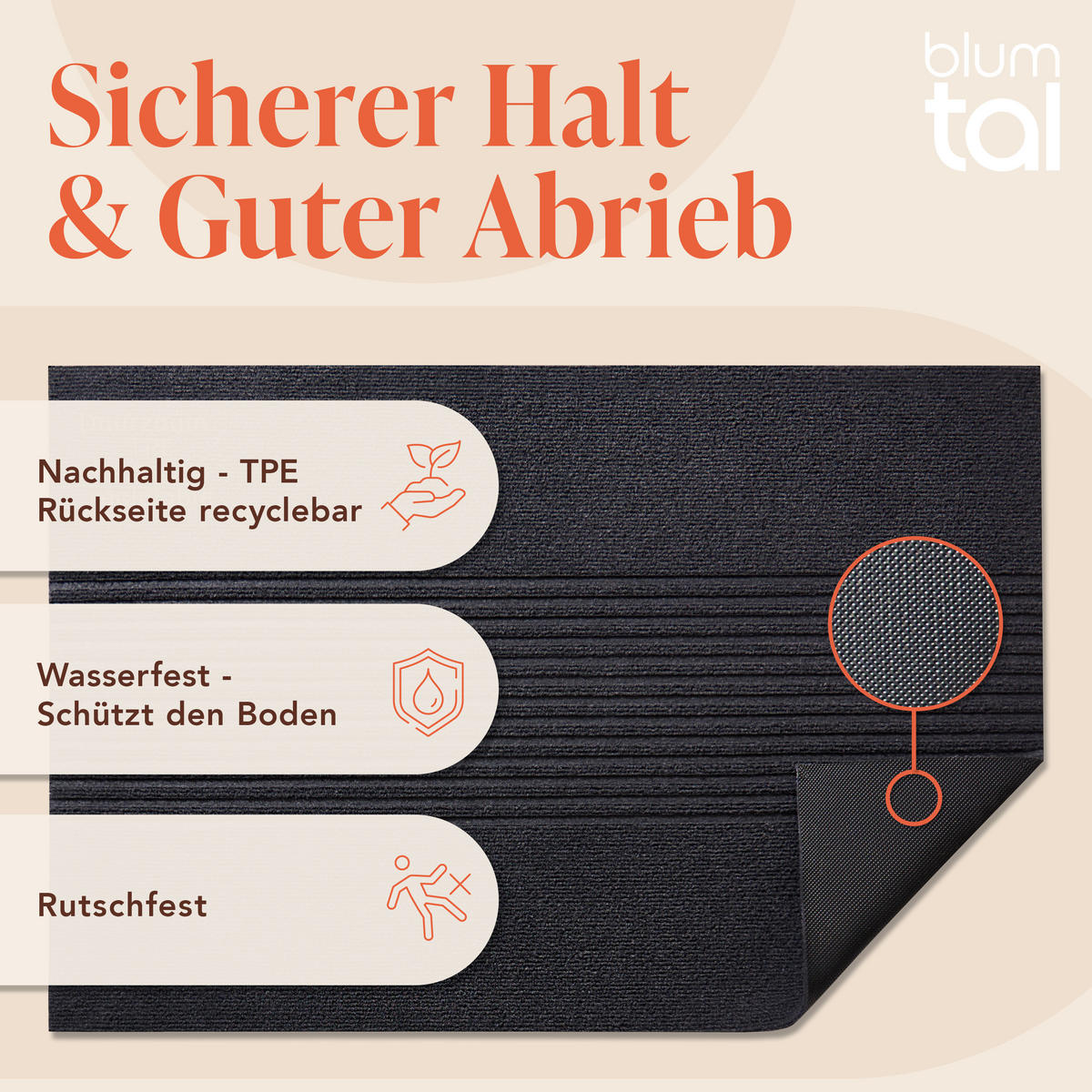 FUSSMATTE 90/150 cm Anthrazit - Anthrazit, Textil (90/150cm) - Blumtal