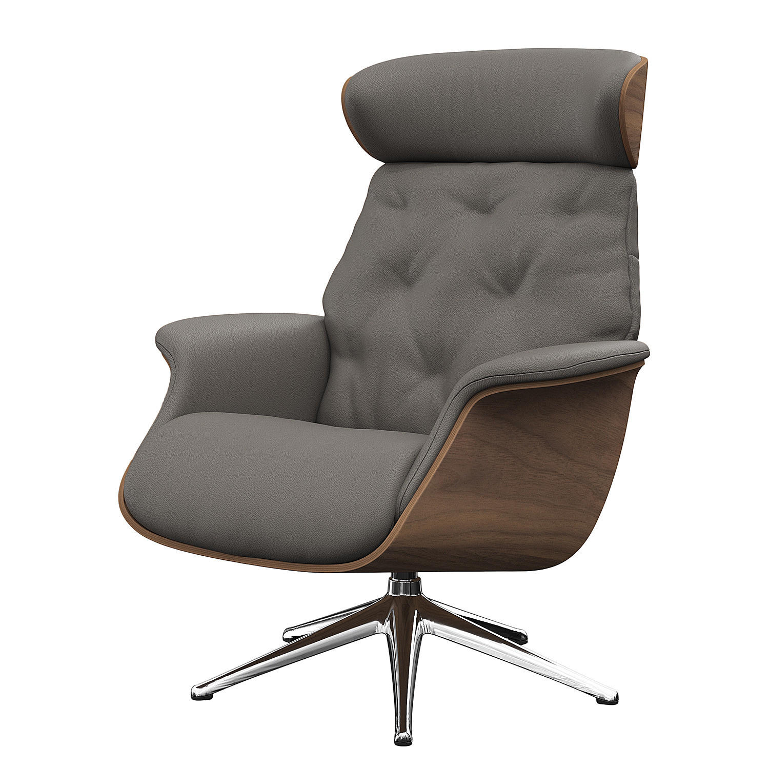 RELAXSESSEL - Echtleder - Chromfarben/Grau, Leder/Metall (83/110/83cm) - home24