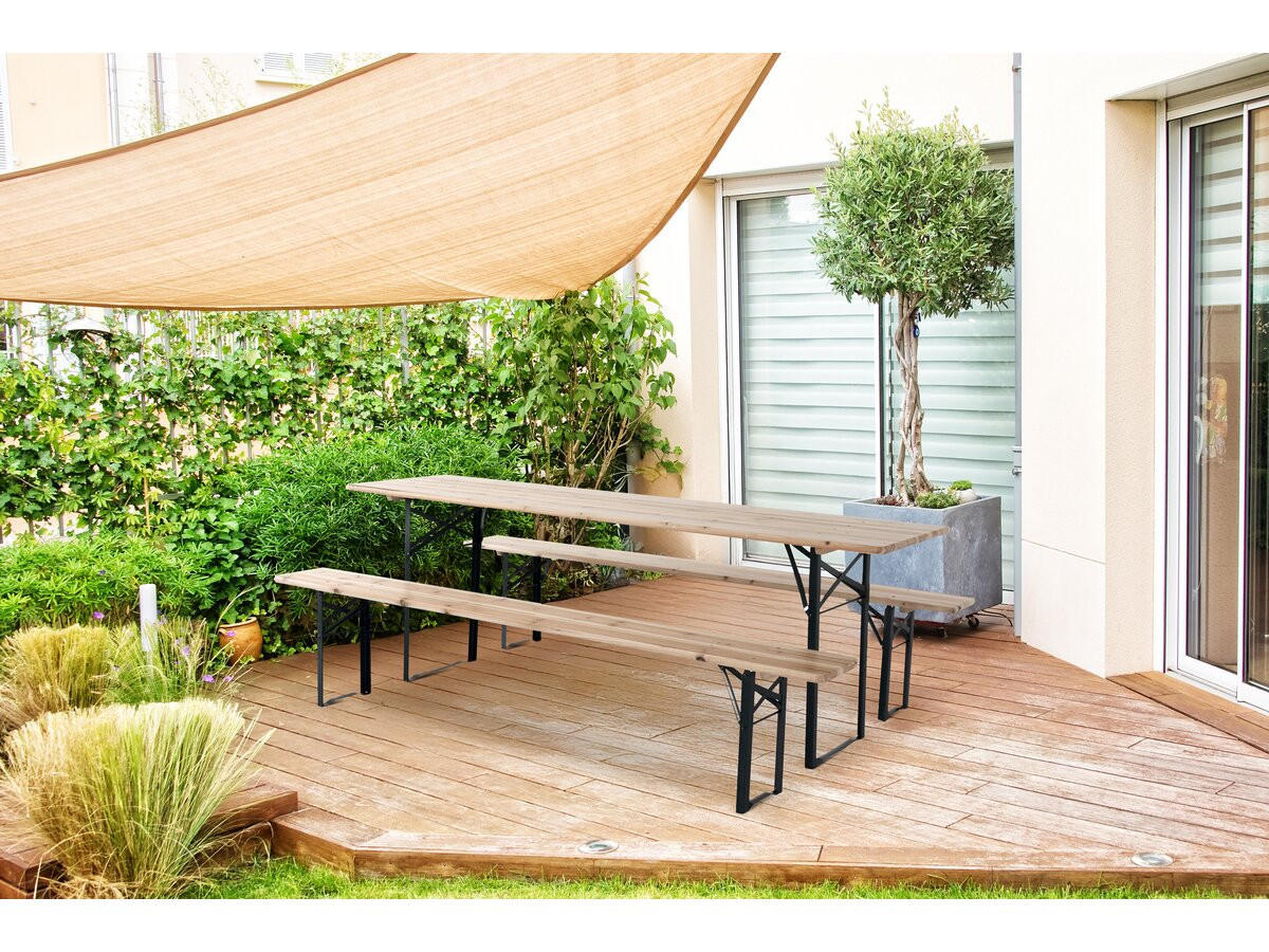 BIERTISCHGARNITUR Lisbonne 218 klappbar Braun - Braun, Holz/Metall - Habitat Garten