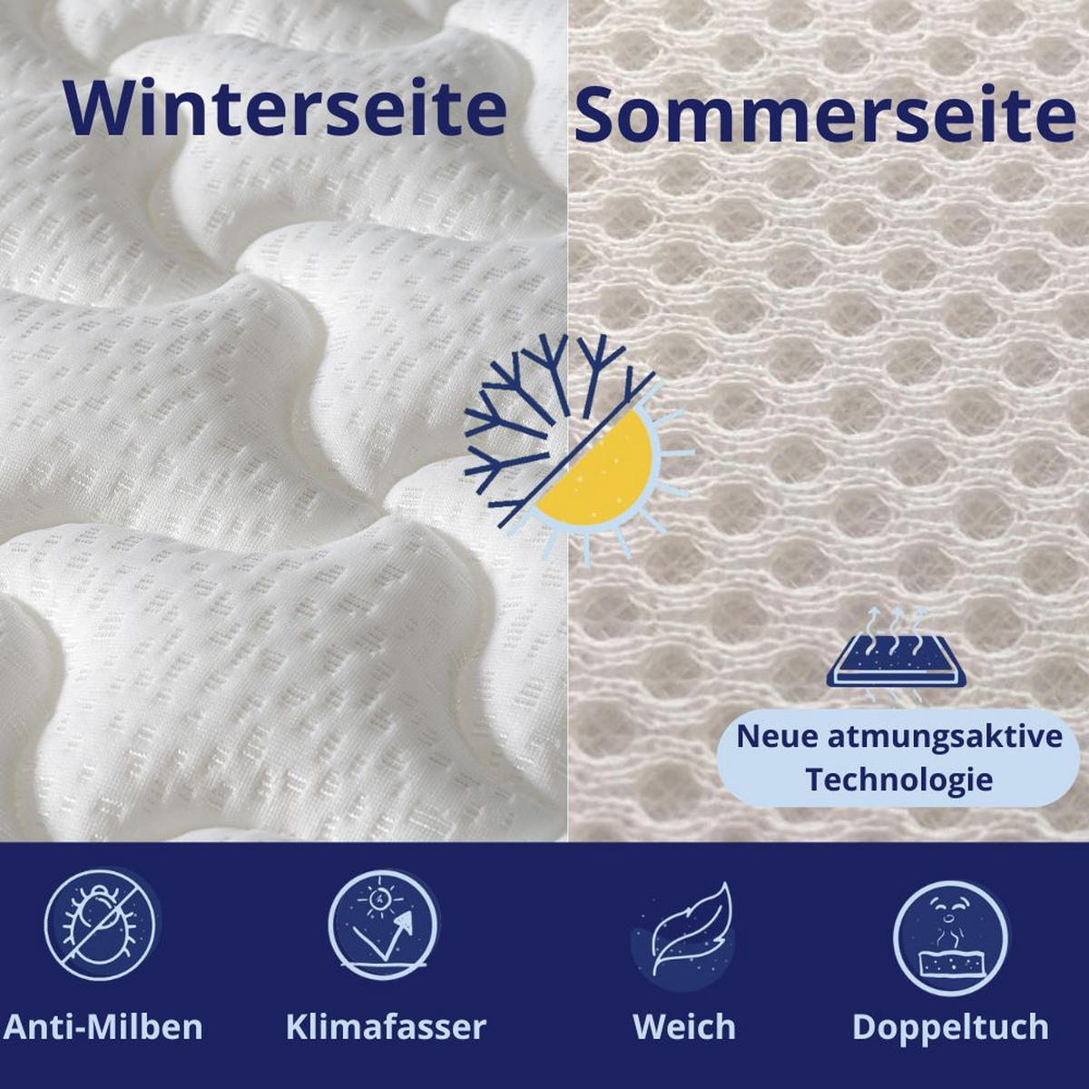 KALTSCHAUMMATRATZE Florida H3/H4 135x190 - Weiß, Textil (120/200cm) - Dagostino Home