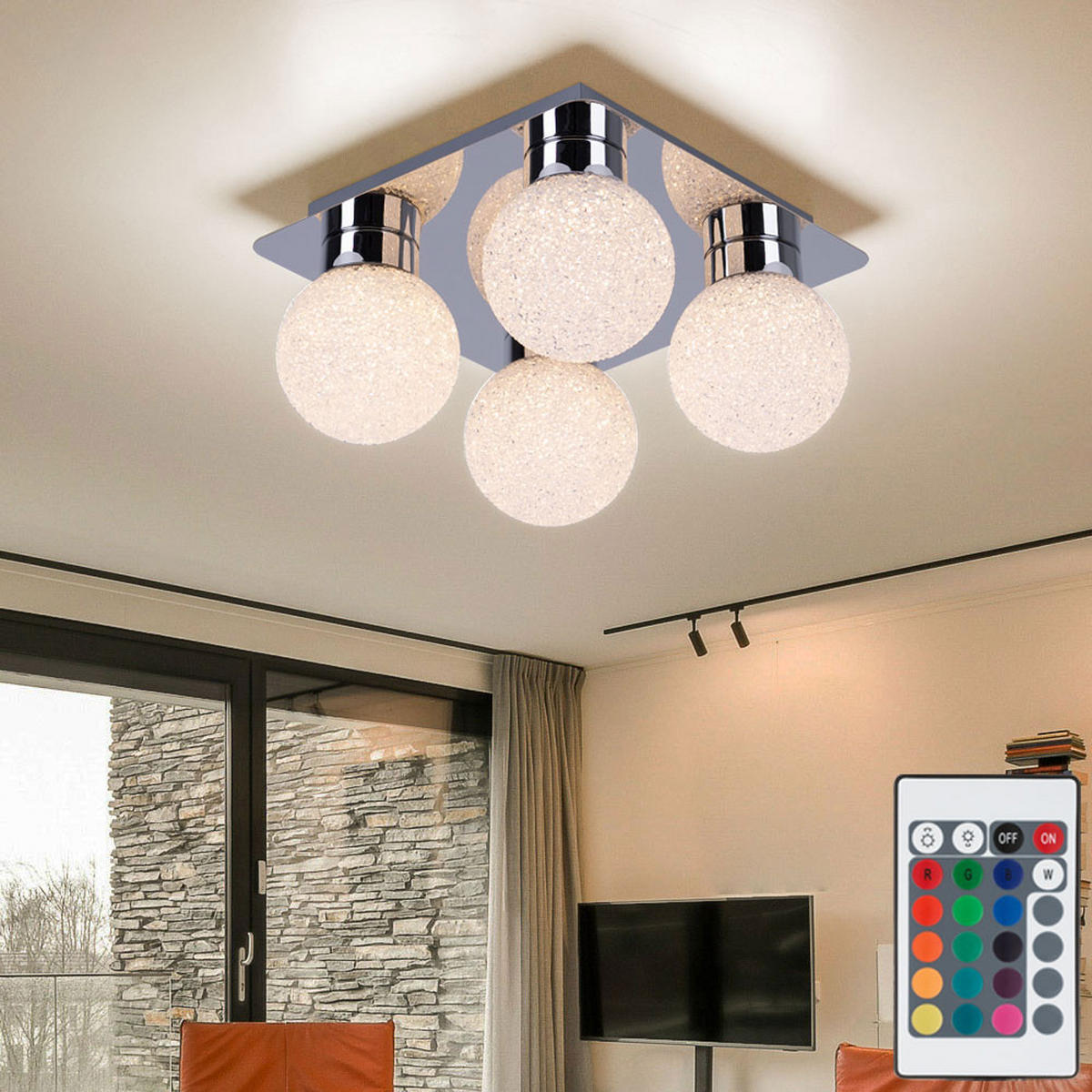 LED DECKENLEUCHTE Kugeln Silber Chrom - Silberfarben, Metall (25/25/15cm)