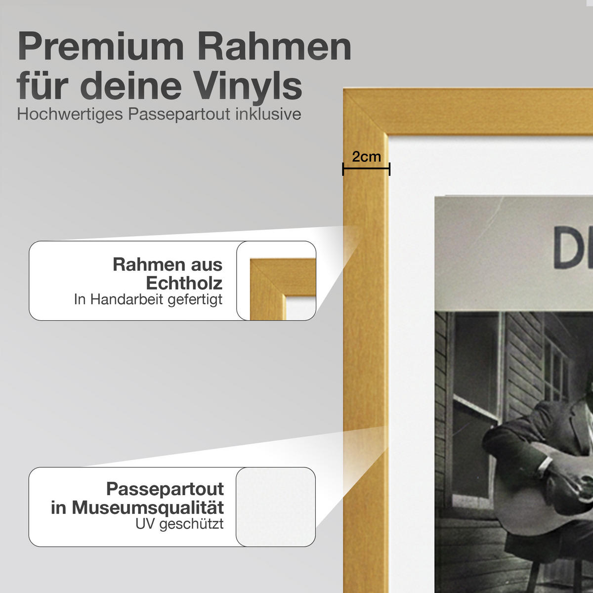 SCHALLPLATTEN RAHMEN 40/60 für Cover & Vinyl - Goldfarben, Holz (60/40cm) - K-Möbel