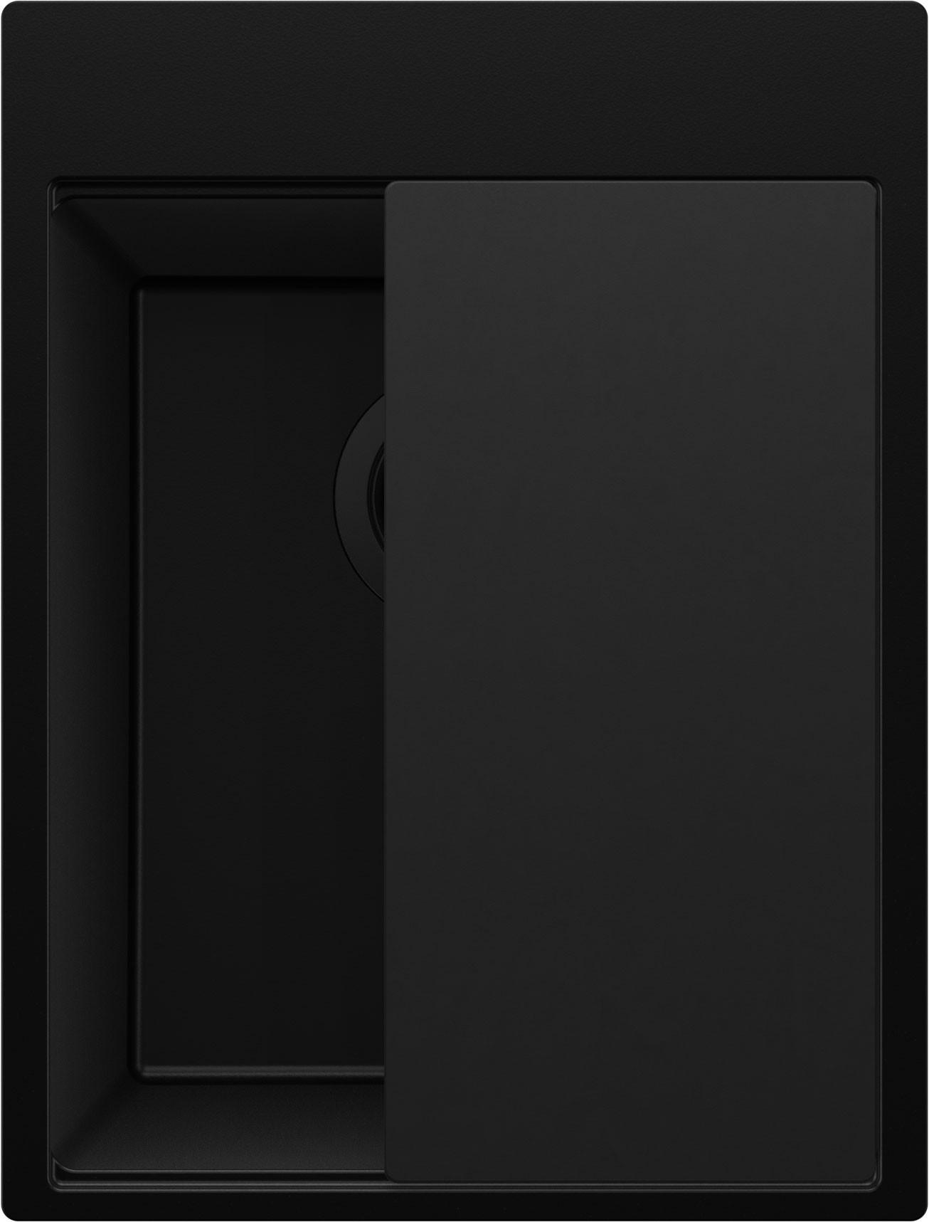 SPÜLBECKEN Oslo, 2-er set Alles Schwarz 38/50 cm 1 Becken + Ablauf-Set + Schneidebrett ab 40er Unterschrank - Schwarz, Kunststoff (38/20/50cm) - Primagran