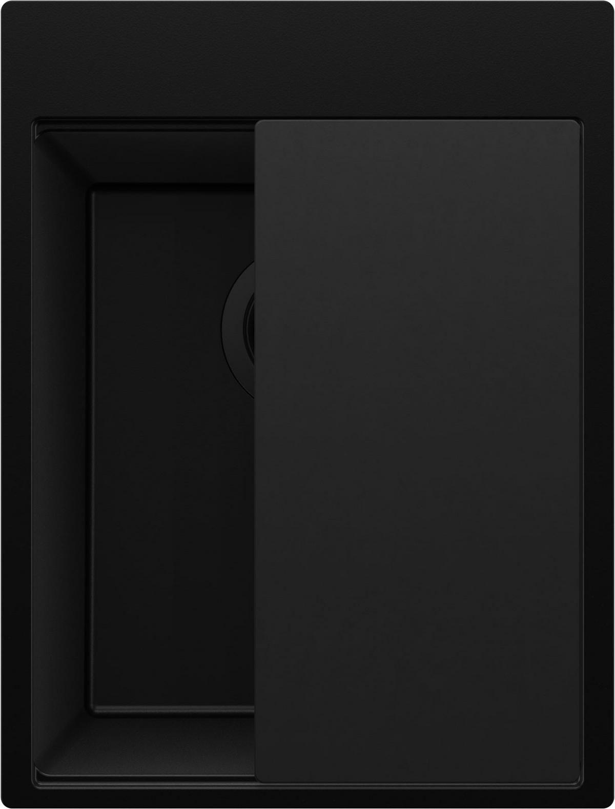 SPÜLBECKEN Oslo, 2-er set Alles Schwarz 38/50 cm 1 Becken + Ablauf-Set + Schneidebrett ab 40er Unterschrank - Schwarz, Kunststoff (38/20/50cm) - Primagran