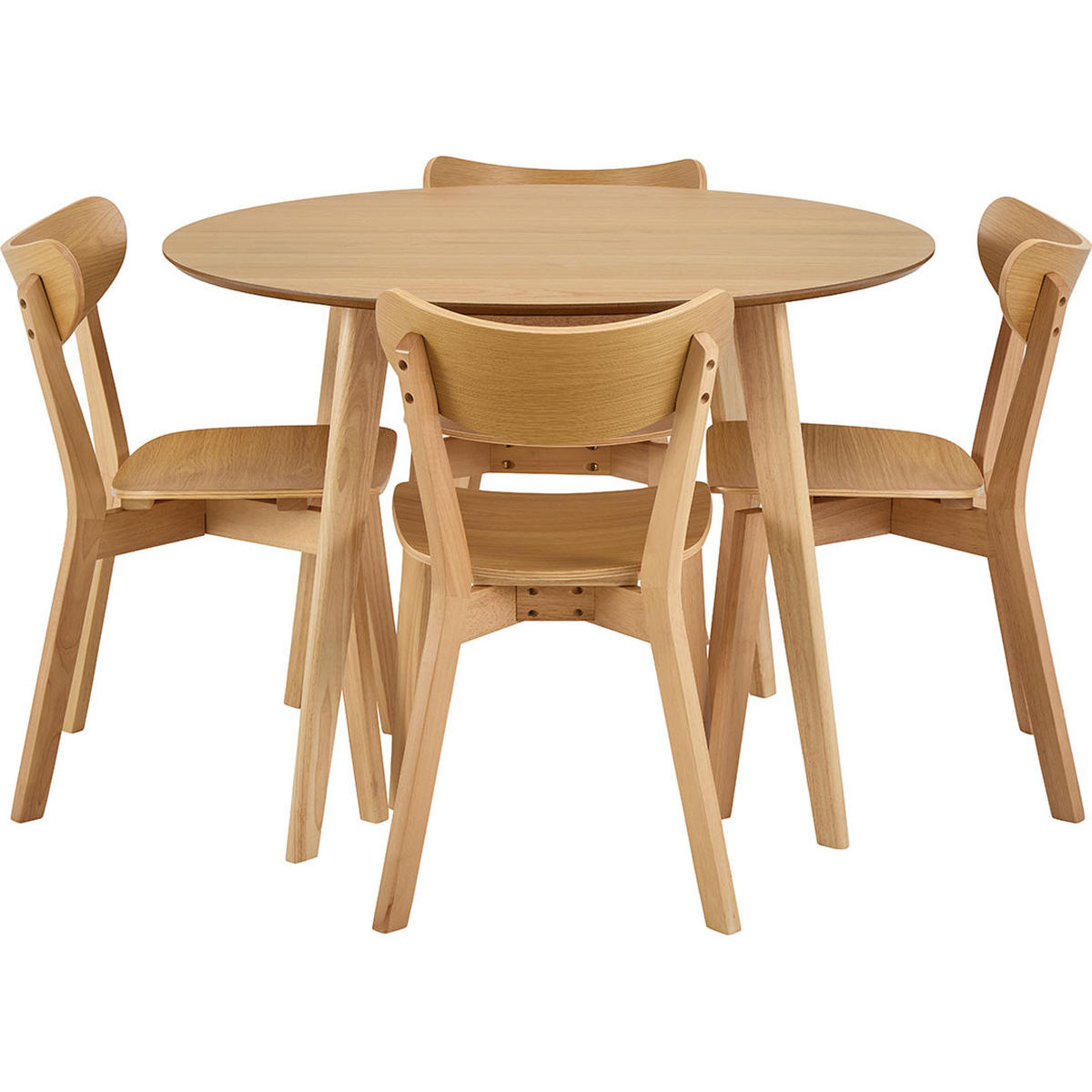 ESSGRUPPE, Roxby, Tisch Natur, Stühle Eiche, MDF, 105 x 105 x 76 cm, 5-teilig - Naturfarben, Holzwerkstoff (105/76/105cm) - ebuy24