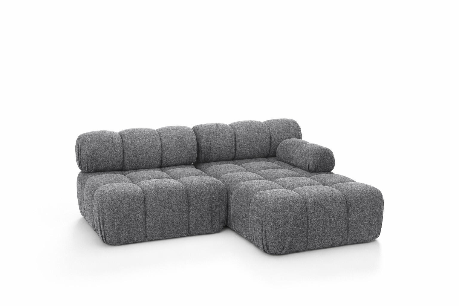 ECKSOFA L-Form Mini II Modular, Bouclé-Stoff Abriamo, Dunkelgrau, Rechts, Selia - Dunkelgrau, Holz (190/160cm) - Kaiser Möbel