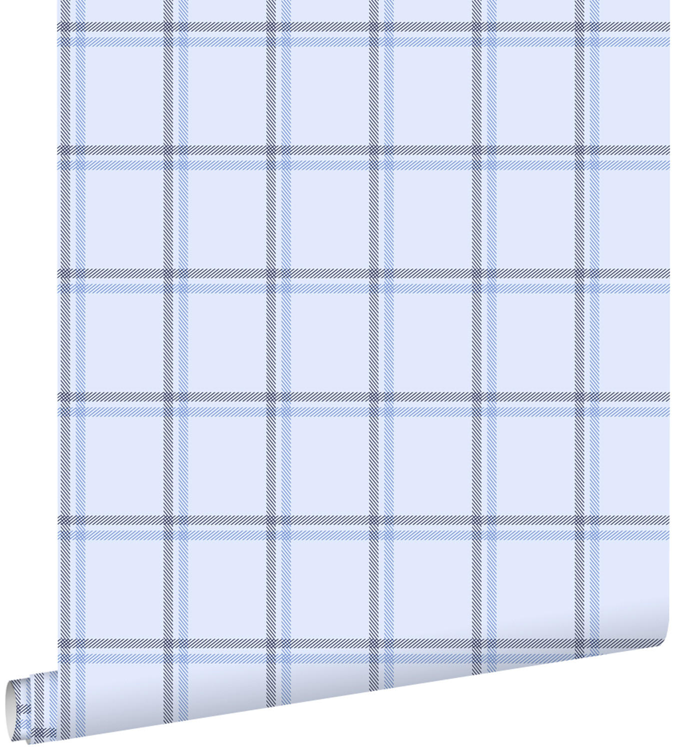 TAPETE Karomuster 53 cm x 10.05 m - Blau, Papier (53/0.1cm) - ESTAhome