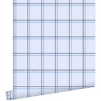 TAPETE Karomuster 53 cm x 10.05 m - Blau, Papier (53/0.1cm) - ESTAhome