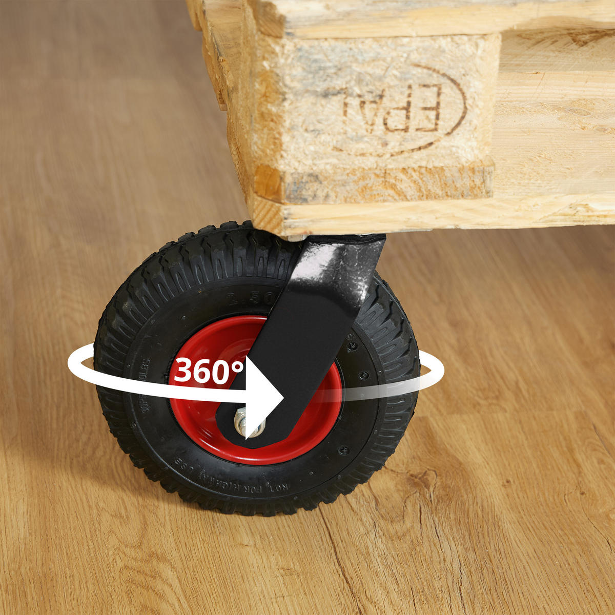 LÄNKRULLE Svart Röd luftgummihjul 120 kg - Röd/Svart, Metall/Plast (20/14/26cm) - Relaxdays