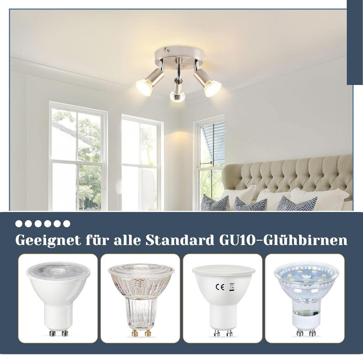 DECKENSTRAHLER Paul 15/15/10.4 cm - Nickelfarben, Metall (15/15/10.4cm) - ZMH