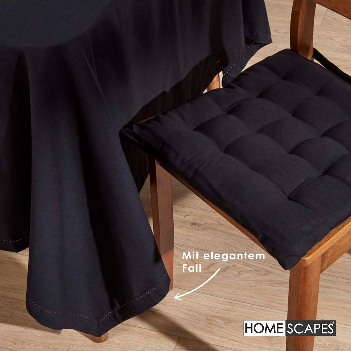TISCHDECKE schwarz 178/300 cm, 100% Baumwolle - Schwarz, Textil (178/300cm) - Homescapes