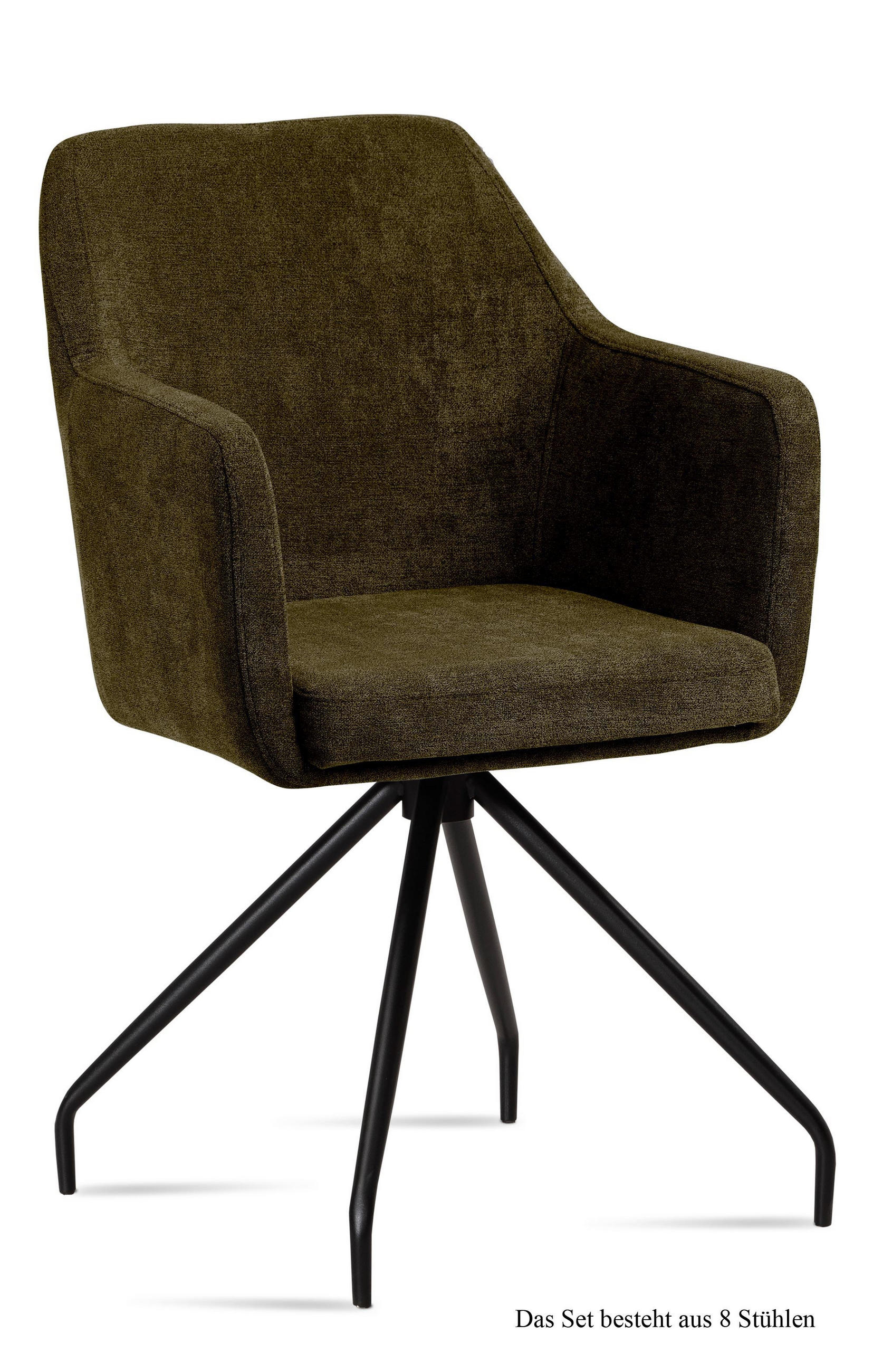 ARMLEHNSTUHL (8er-Set) Dijana 57x87x60 Schwarz/Khaki - Dunkelgrün/Schwarz, Kunststoff (60/87/57cm) - 58aufmkessel