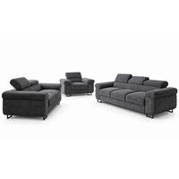GUSTAW Sitzgarnitur 3+2+1, Schlafsofa 3-Sitzer, Cordbezug Anthrazit - Anthrazit, Textil (225/92/101cm) - KS Home Concept