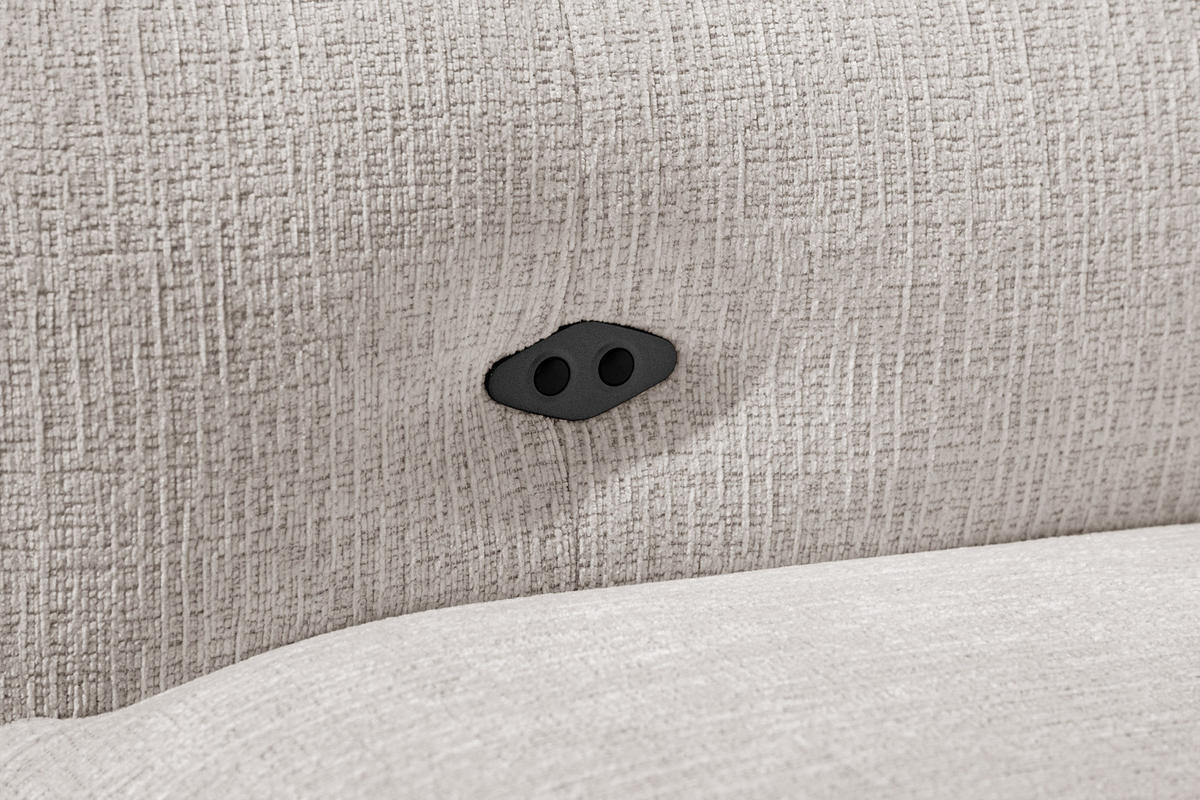 ECKSOFA SVEN 3-Sitzer, 1 Relax XL, verstellbare Kopfstützen, creme - Creme/Schwarz, Holzwerkstoff/Textil (256/163cm) - Courtois Laville