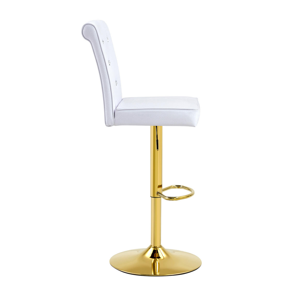 STUHL mit Kristallknopf-Details und wasserdichtem PVC-Bezug - Weiß, Kunststoff (42/125/55cm) - MIVRAY
