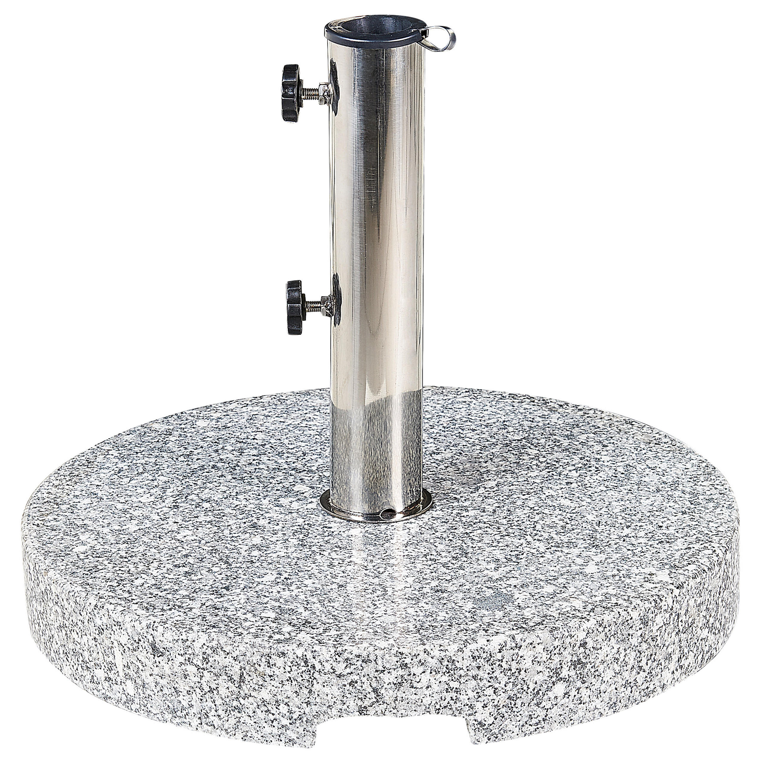 SONNENSCHIRMSTÄNDER Granit/Edelstahl grau 45 cm Ceggia - Silberfarben/Grau, Stein (45/45cm) - Beliani