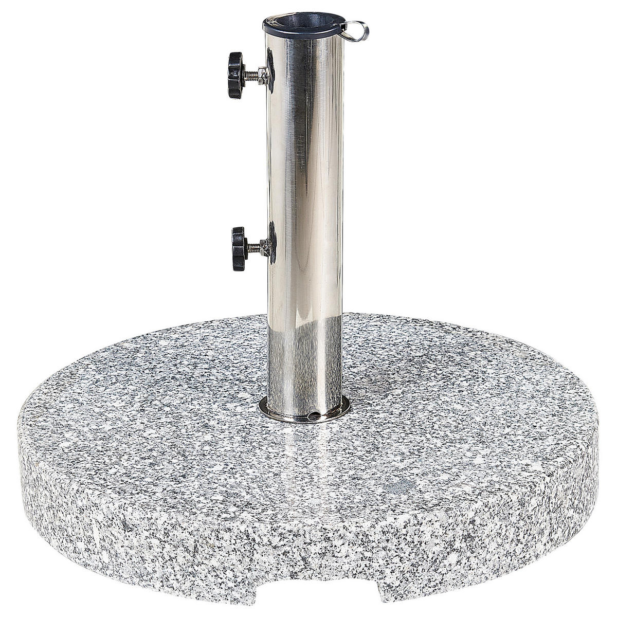 SONNENSCHIRMSTÄNDER Granit/Edelstahl grau 45 cm Ceggia - Silberfarben/Grau, Stein (45/45cm) - Beliani